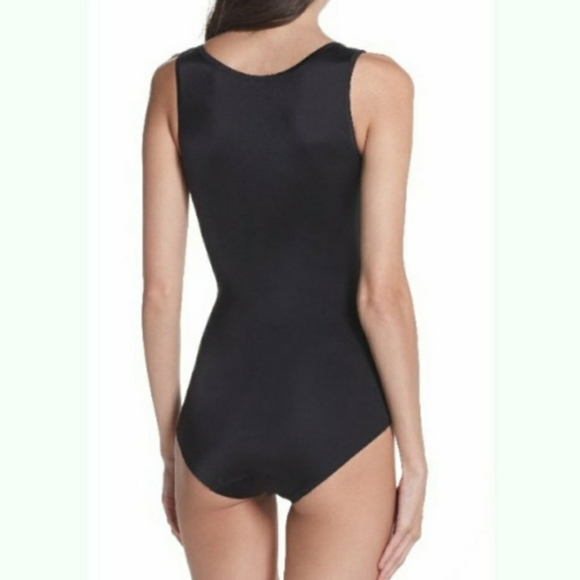 NWT Sam Edelman | Scoop Neck Heart Shape Bodice Sheer Mesh Sleeveless Bodysuit - Picture 3 of 11